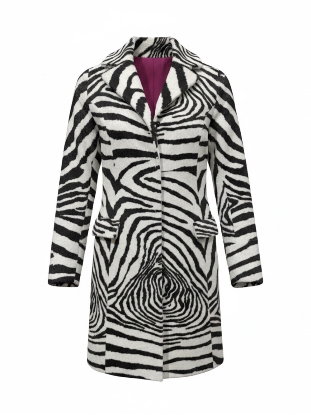 Etcetera Black and White Zebra Print Coat with Pink Lining